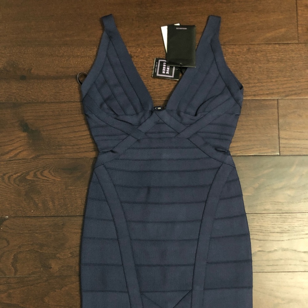 Herve Leger Navy Blue Bandage Dress